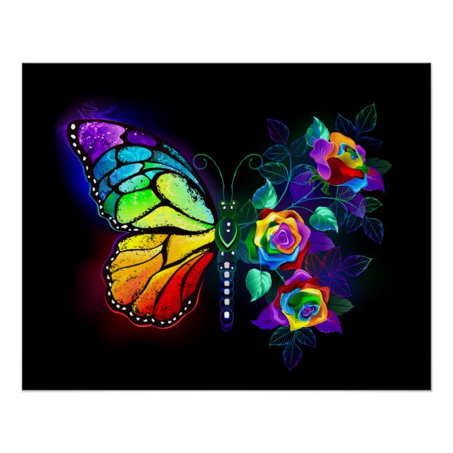 Poster Papillon arc-en-ciel (Devant)