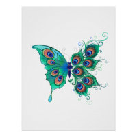 Papillon aux plumes de paon vert
