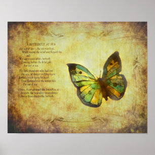 Poster Papillon avec la copie de toile de poème