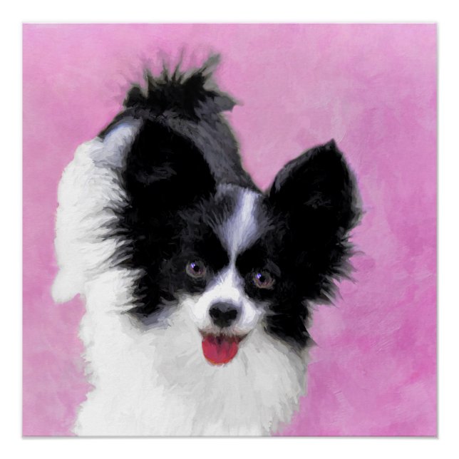 Poster Papillon (blanc et noir) Peinture - Chien Art (Devant)