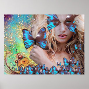 POSTER PAPILLON BLEU
