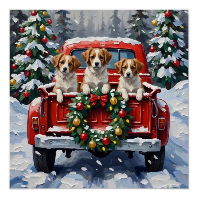 Poster Papillon Christmas Red Truck Holiday (Devant)