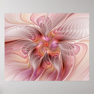 Poster Papillon de fantaisie coloré abstrait d'art fracta