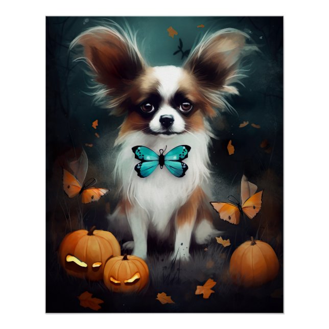 Poster Papillon d'Halloween avec citrouilles effrayant  (Devant)