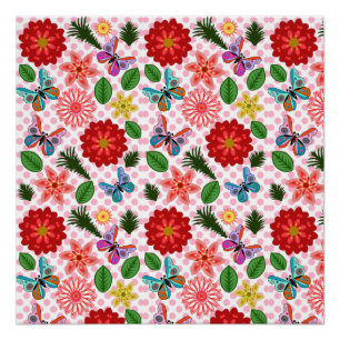 Poster Papillon Floral de Jardin de Printemps Moderne 