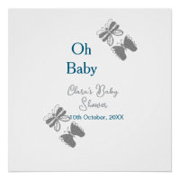 Papillon gris bleu baby shower oh bébé moderne tex