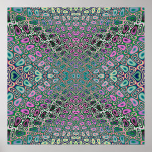 Poster Papillon Hologramme multicolore Fractal Abstrait