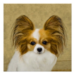 Poster Papillon (Hound Tri) Peinture - Art Chien original