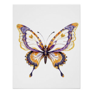 Poster Papillon Jouer adorable Amusant animal coloré Joie