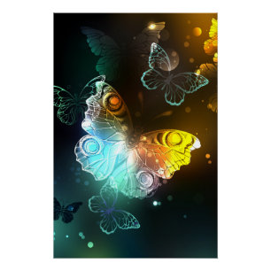 Poster Papillon lumineux et papillons de nuit