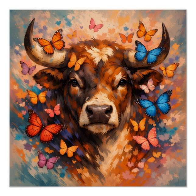 Poster Papillon Taureau Coloré | Faune Vibrante (Devant)