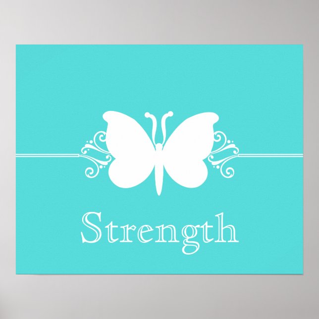 Poster Papillon Turquoise tournoie l'affiche de vertu (Devant)