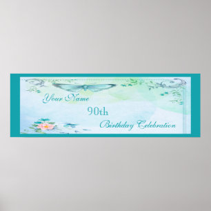 Poster Papillon vintage, Fleurs et Fleurs 90e anniversair