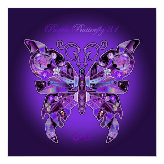 Poster Papillon Violet 31 (Devant)