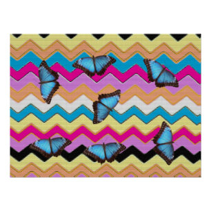 Poster Papillons Chevrons Motif Bureau Paix Destinée
