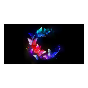 Poster Papillons de nuit Neon brillants sur arrière - pla