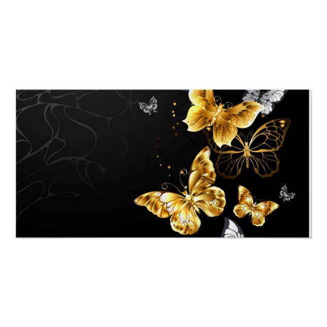 Poster Papillons dorés et blancs (Devant)