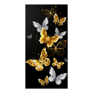 Poster Papillons dorés et blancs