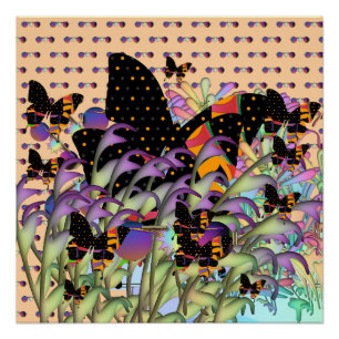 Poster Papillons et lentilles violettes Nouveauté