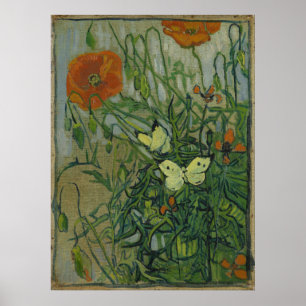 Poster Papillons et pavots par Vincent van Gogh