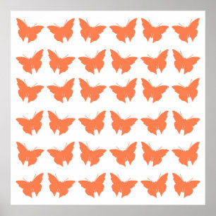 Poster Papillons gras corail
