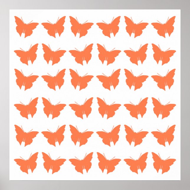 Poster Papillons gras corail (Devant)