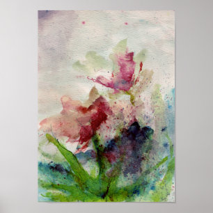 Poster papillons rose