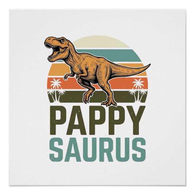 Poster Pappysaurus Drôle Dinosaure Vintage Chemise Couche (Devant)