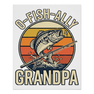 Poster Papy Pêche O-Fish-Ally Grand-père Design de Chemis