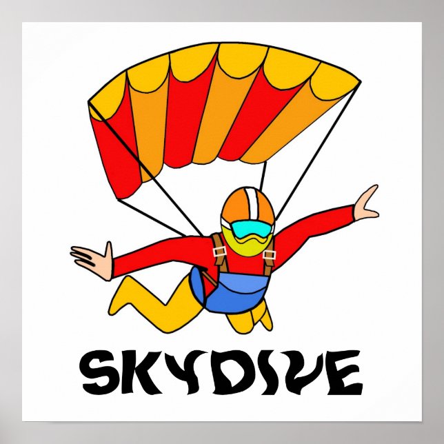 Poster Parachute Skydive Red Yello (Devant)