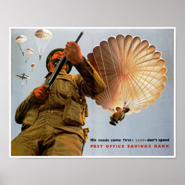 Poster Parachutiste Britannique - Ses besoins arrivent pr (Devant)