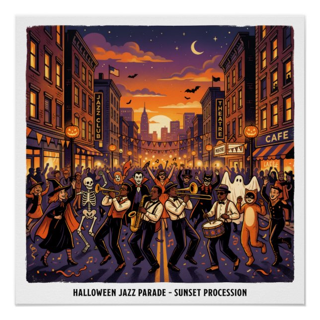Poster Parade de Jazz d'Halloween Procession du Coucher d (Devant)