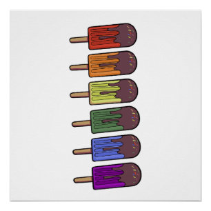 Poster Parade de popsicles arc-en-ciel