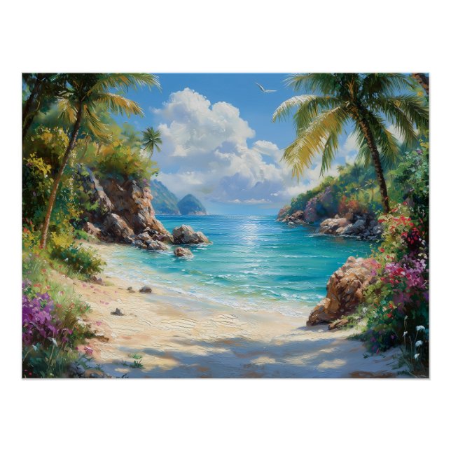 Poster Paradis Tropical : Une Évasion De Plage Isolé (Devant)