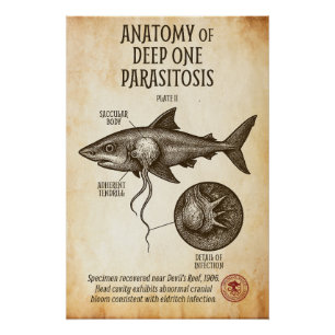 Poster Parasite de requin à l'intérieur de la bouche vint
