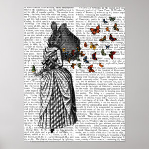 Poster Parasol lapin et papillon