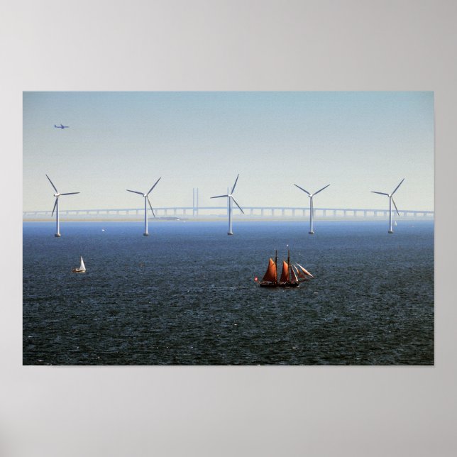 Poster Parc éolien de Middelgrunden, Oresund, Danemark (Devant)