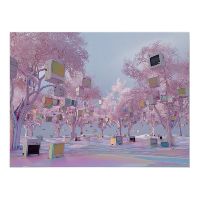 Poster Parc Glitchy Rose Sakura avec Fenêtres Flottantes (Devant)