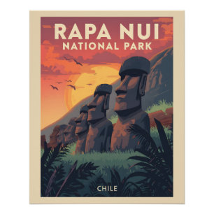 Poster Parc national de Rapa Nui - Chili - Île de Pâques