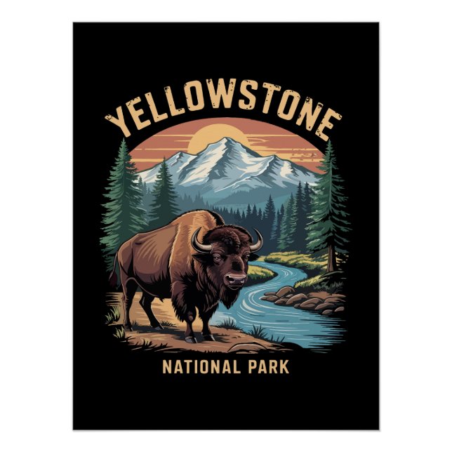 Poster Parc national de Yellowstone (Devant)