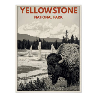 Poster Parc national de Yellowstone – Bison