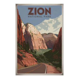 Poster Parc national de Zion vintage
