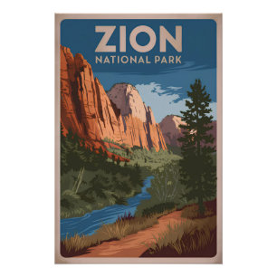Poster Parc national de Zion vintage