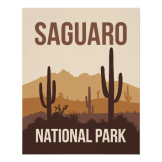 Poster Parc national du Saguaro Art de voyage minimal
