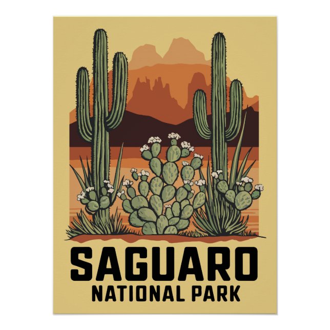 Poster Parc national du Saguaro Cactus (Devant)