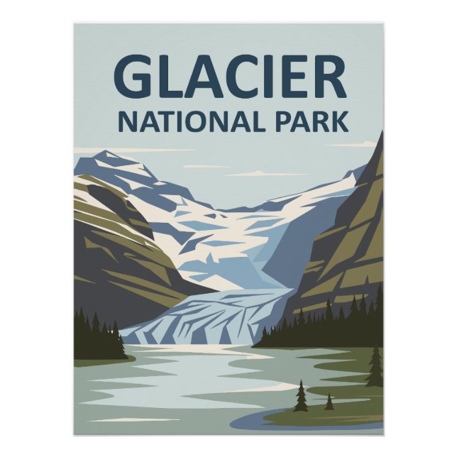 Poster Parc national Glacier Art de voyage (Devant)