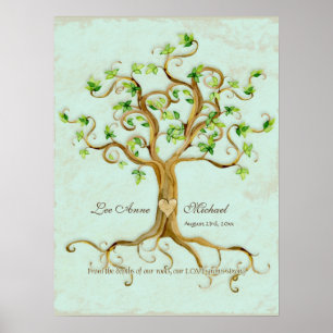 Poster Parchemin d'antiquité des racines d'arbre à vent m