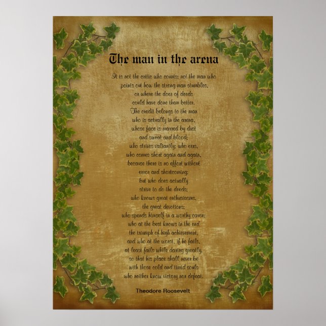 Poster Parchment with ivy "The man in the arena" (Devant)
