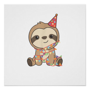 Poster Paresseux d'anniversaire pour enfants Un t-shirt d