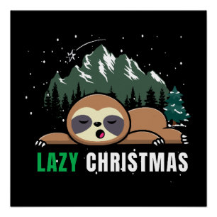 Poster Paresseux de Noël drôle